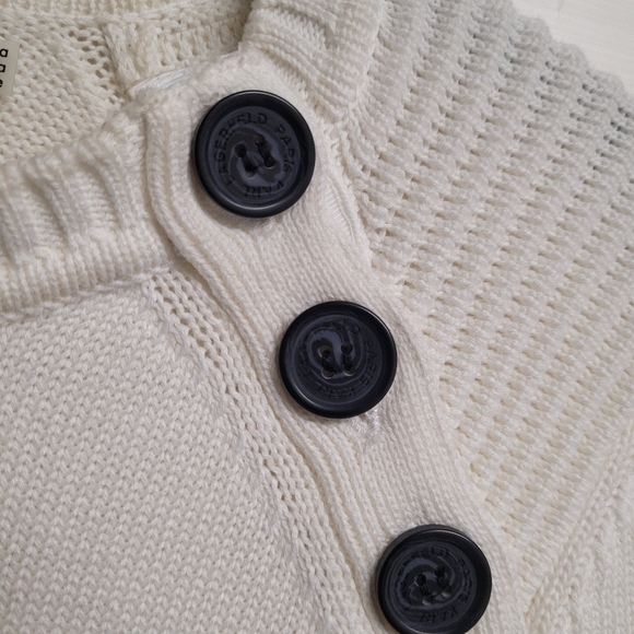 Karl Lagerfeld Paris White Mix Media Layered Ribbed Shoulder Detail Sweater S - Picture 5 of 10